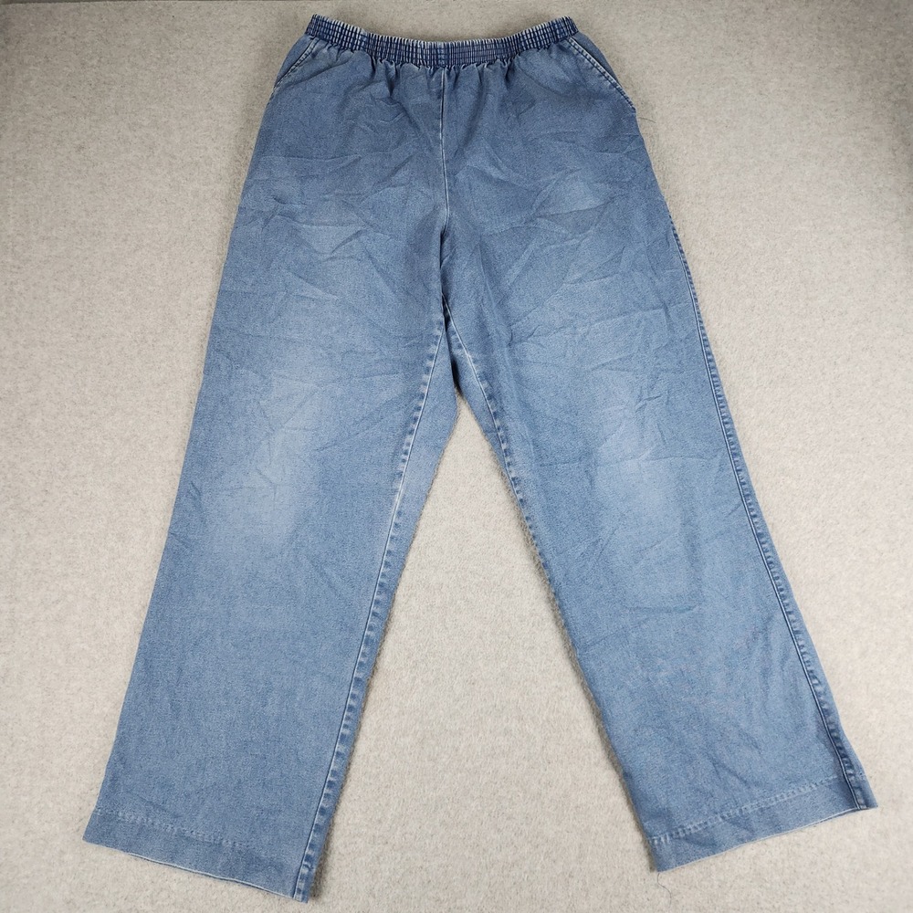 Alfred Dunner Pants Womens 14 Blue Denim Cotton Stretch Streetwear Elastic Waist